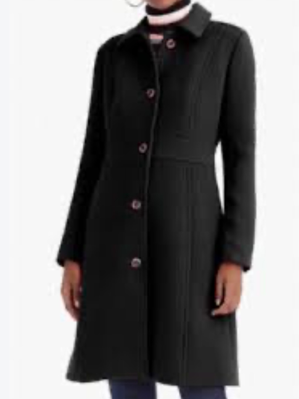 J.Crew Double-Cloth black Wool Lady Day Coat Thinsulate Size 4
